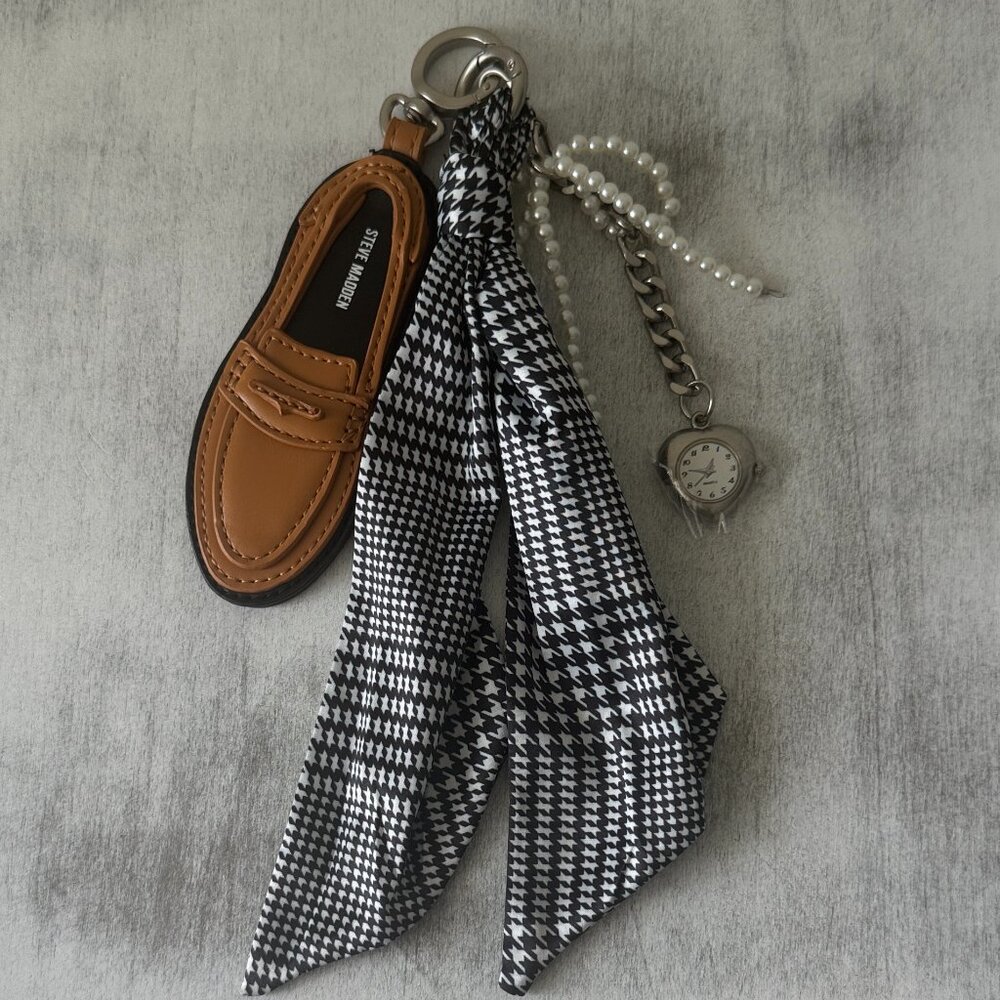Steve Madden Handbag Charm Accent Shoe Watch Pearl bow Fabric Scarf Key Ring